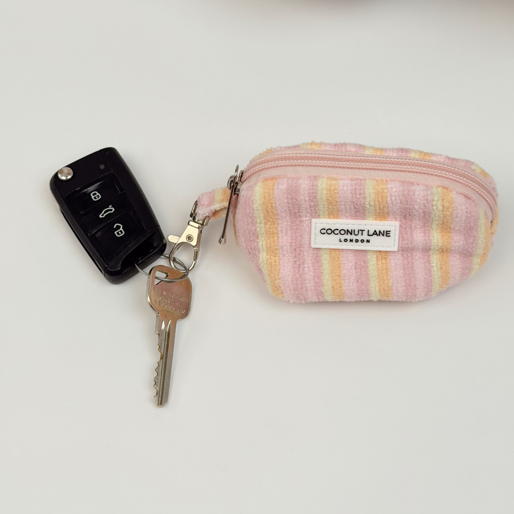 Mini towel keyring bag with keys attached