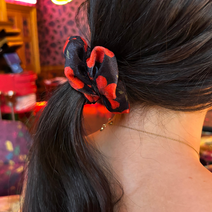 Cherry Hibiscus Scrunchie