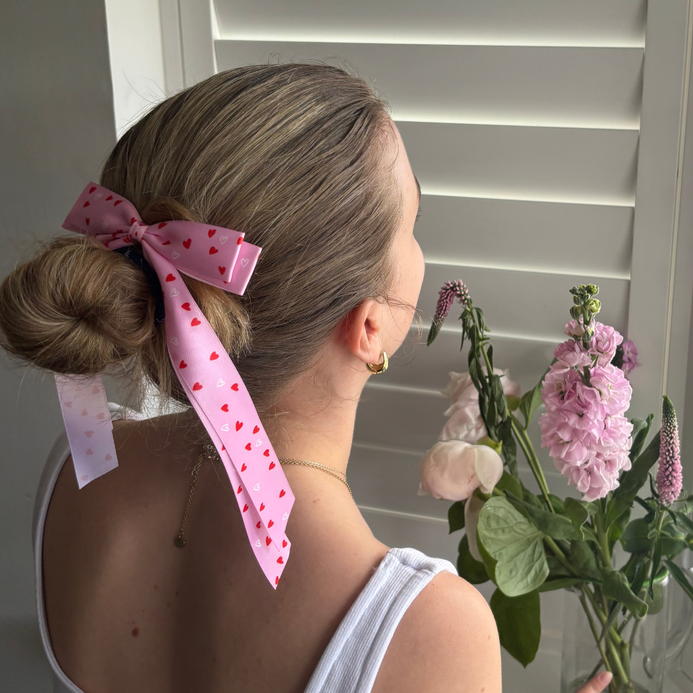 Ribbon Bow Clip - Cute Hearts