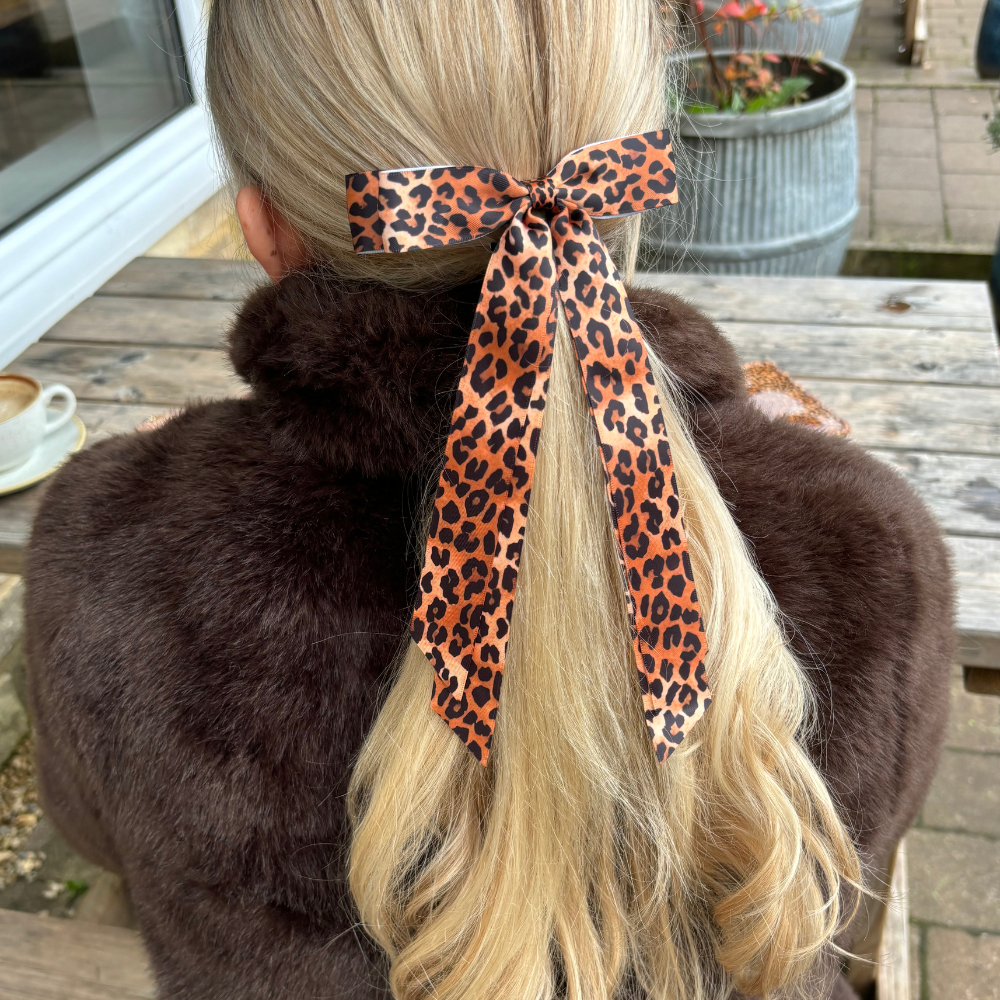 Ribbon Bow Clip - Leopard