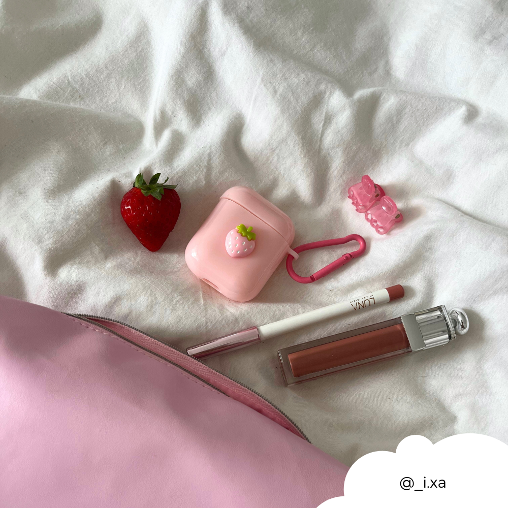 Pink Strawberry Airpods Case