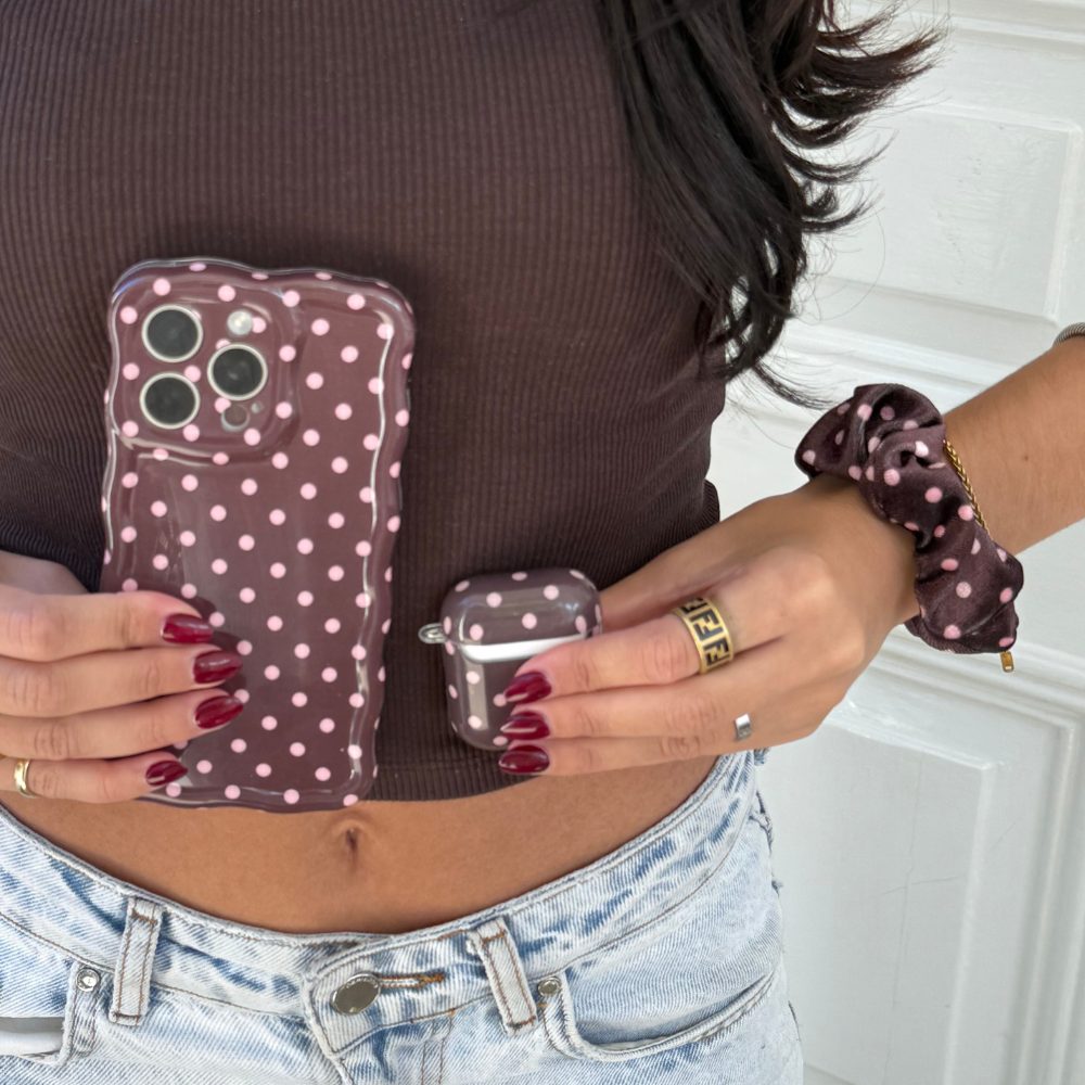 Airpods Case - Brown Polka Dot