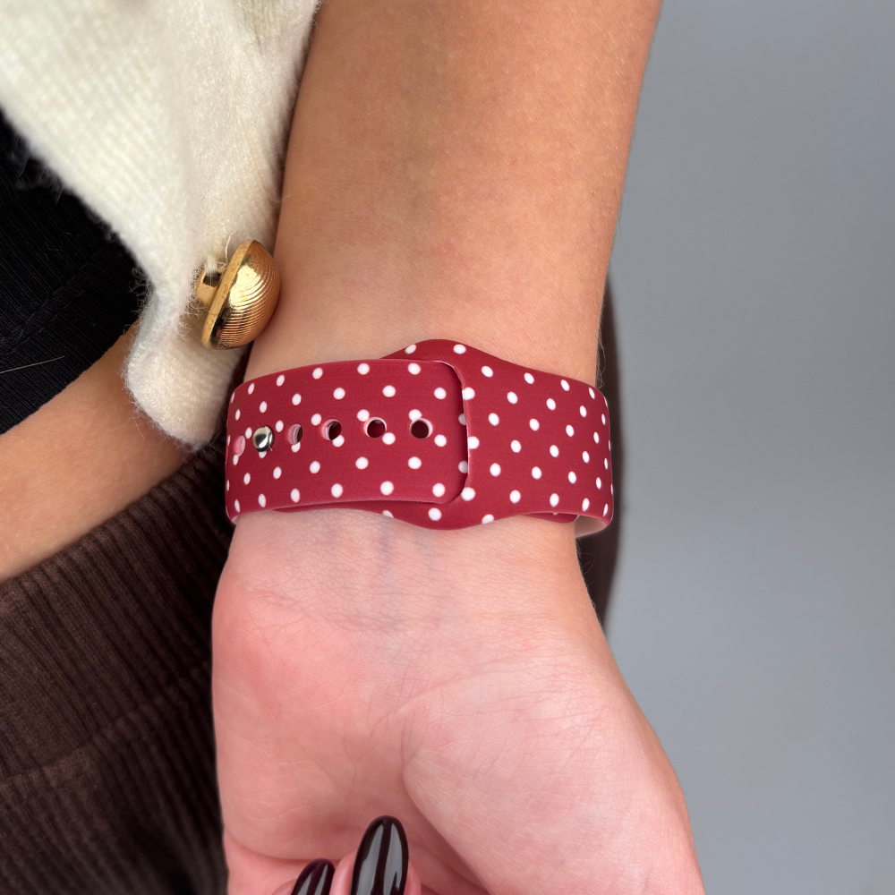Burgundy Polka Dot Apple Watch Strap