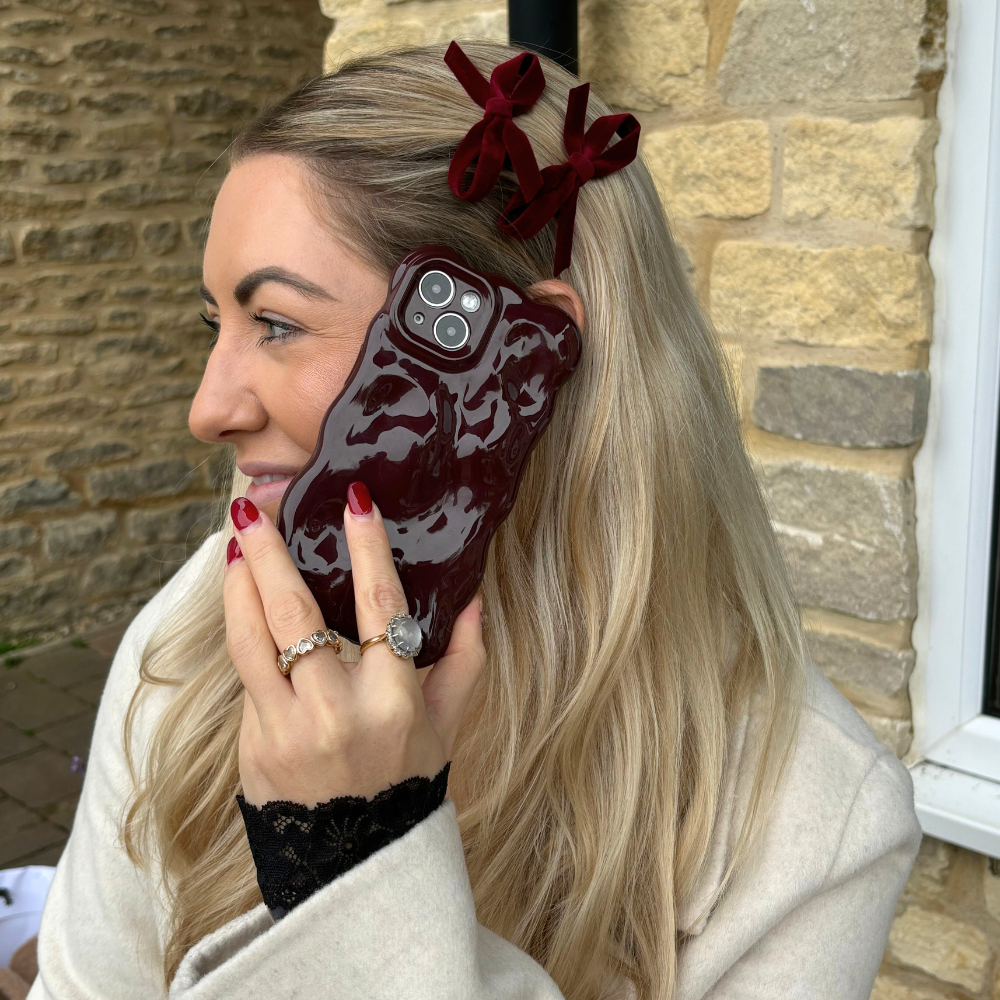 Burgundy Mini Bow Hair Clips