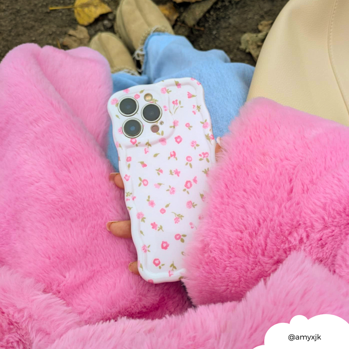 Wavy Phone Case - Pink Watercolour Flowers