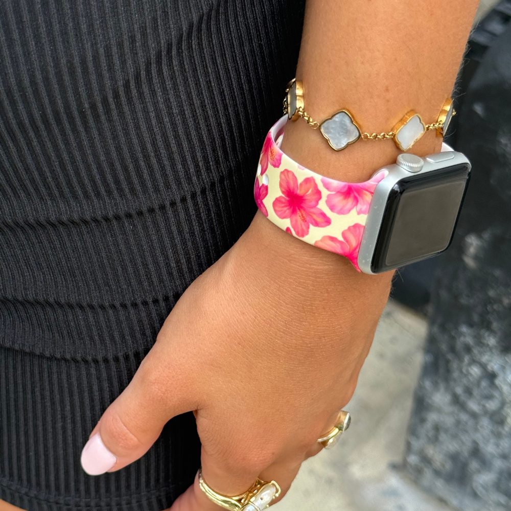 Island Girl Butter Yellow Hibiscus Apple Watch Strap Watch Bands