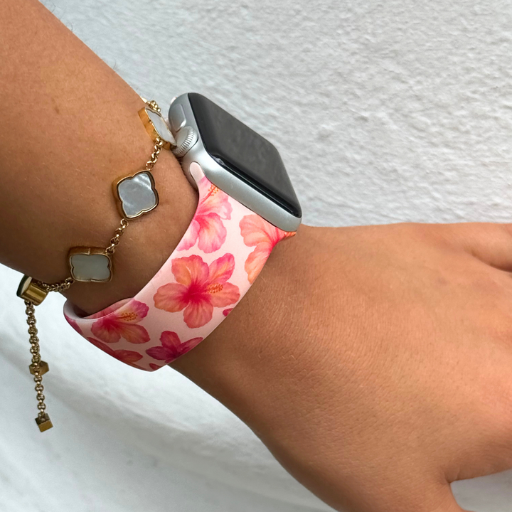 Island Girl Pink Hibiscus Apple Watch Strap