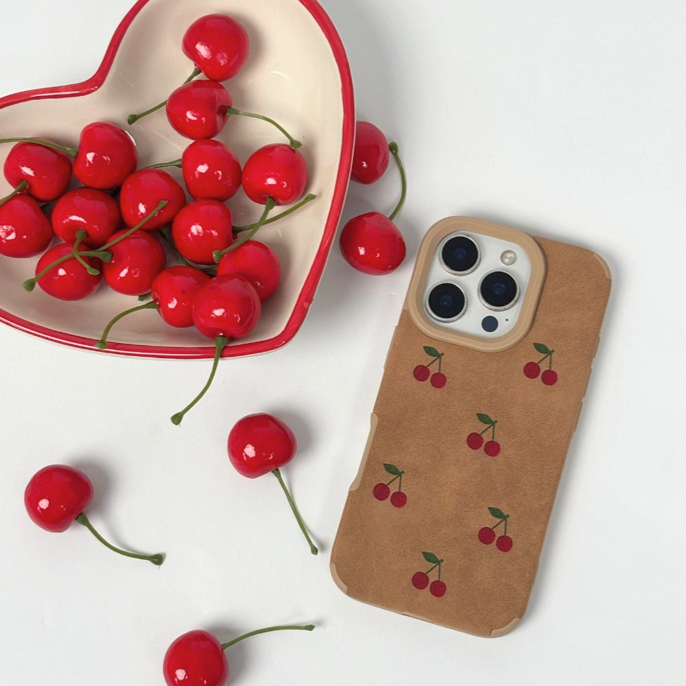 Suedette Phone Case - Cherries