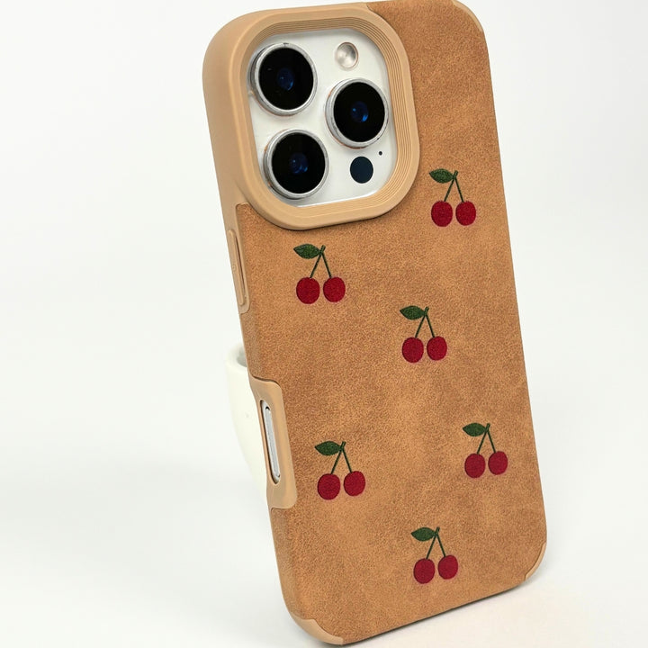 Suedette Phone Case - Cherries
