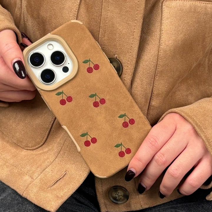 Suedette Phone Case - Cherries