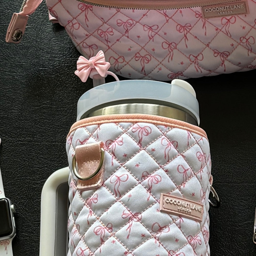 Pink Bow Straw Cover