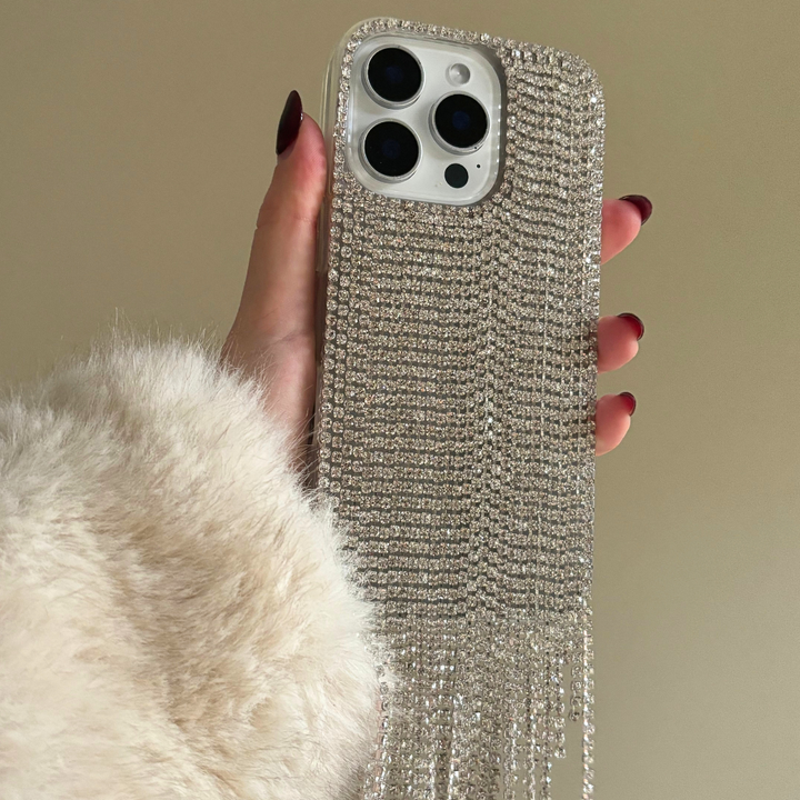 Diamante Tassel Phone Case - Silver