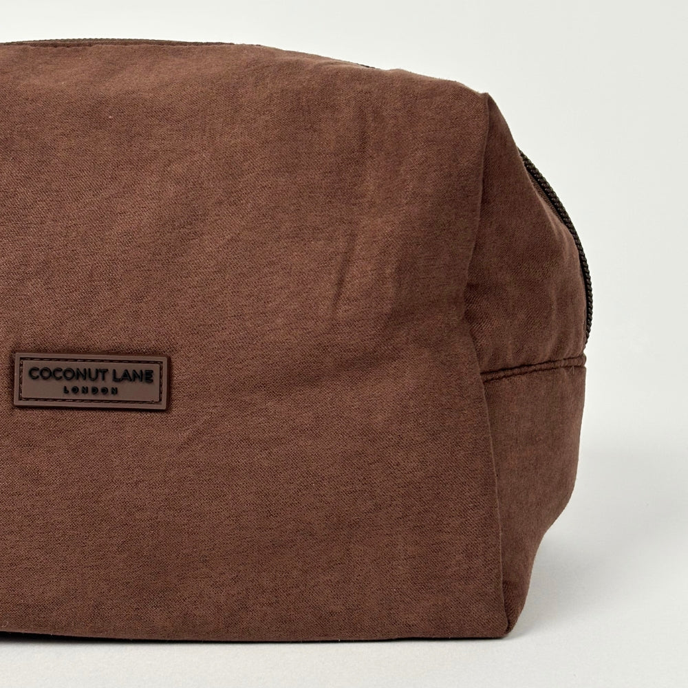 Suedette Makeup Bag - Chocolate