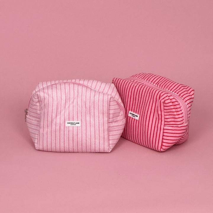 Towel Makeup Bag - Cherry Stripes