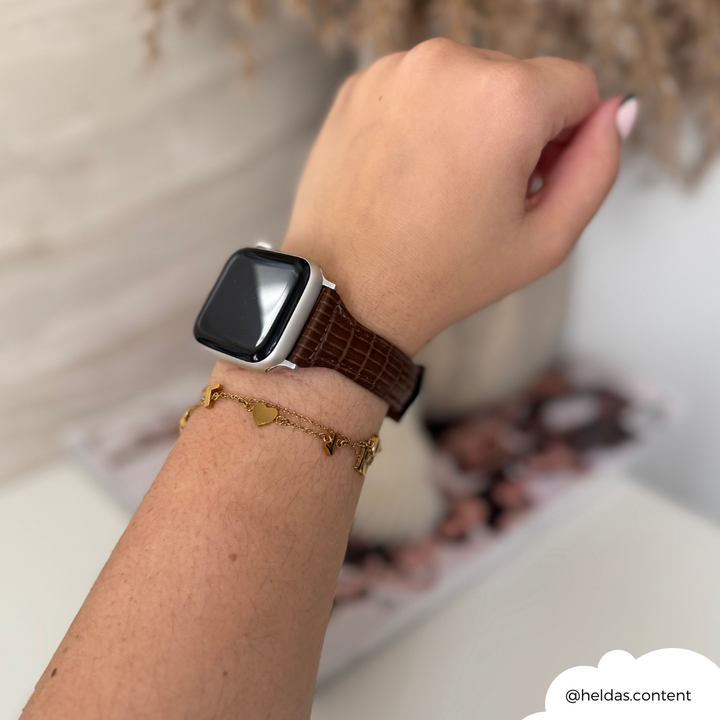 NEW - Vegan PU Croc Leather Apple Watch Strap - Chocolate