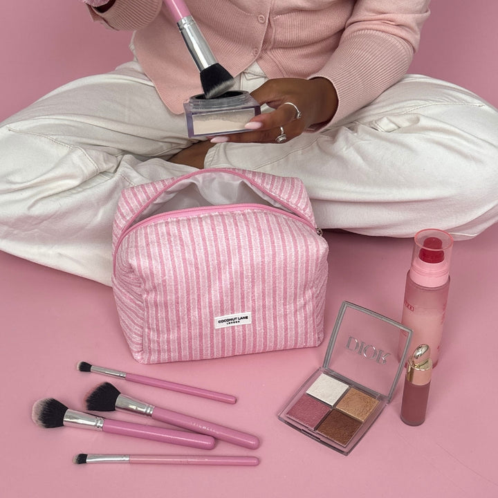 Towel Makeup Bag - Powder Stripes