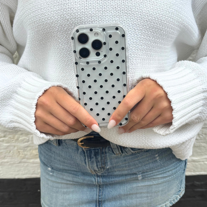 Clear Phone Case - Black Polka Dot