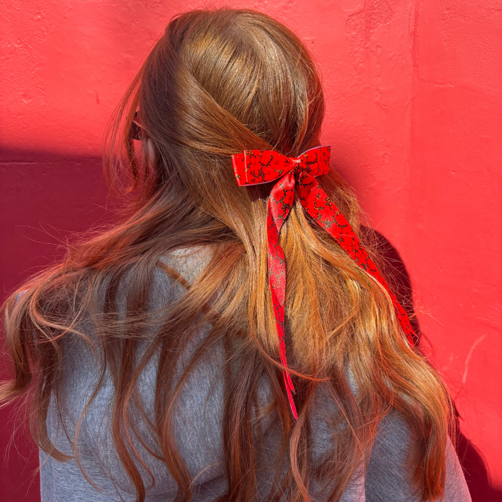 Ribbon Bow Clip - Leopard Hibiscus