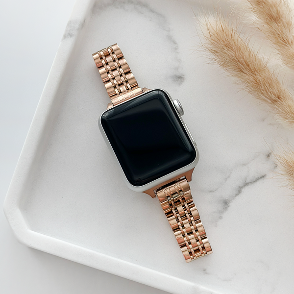 Slim Stainless Steel Apple Watch Strap Rose Gold