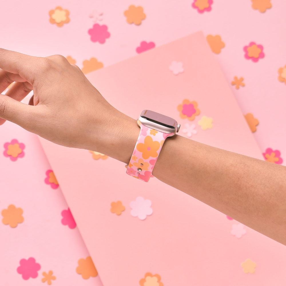 Pink & Orange Bloom Apple Watch Strap