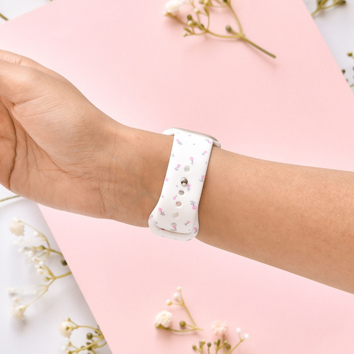 Ditsy Floral White Apple Watch Strap