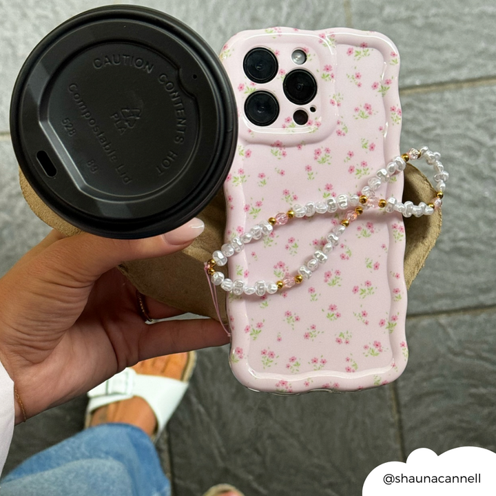 Wavy Phone Case - Ditsy Floral Pink