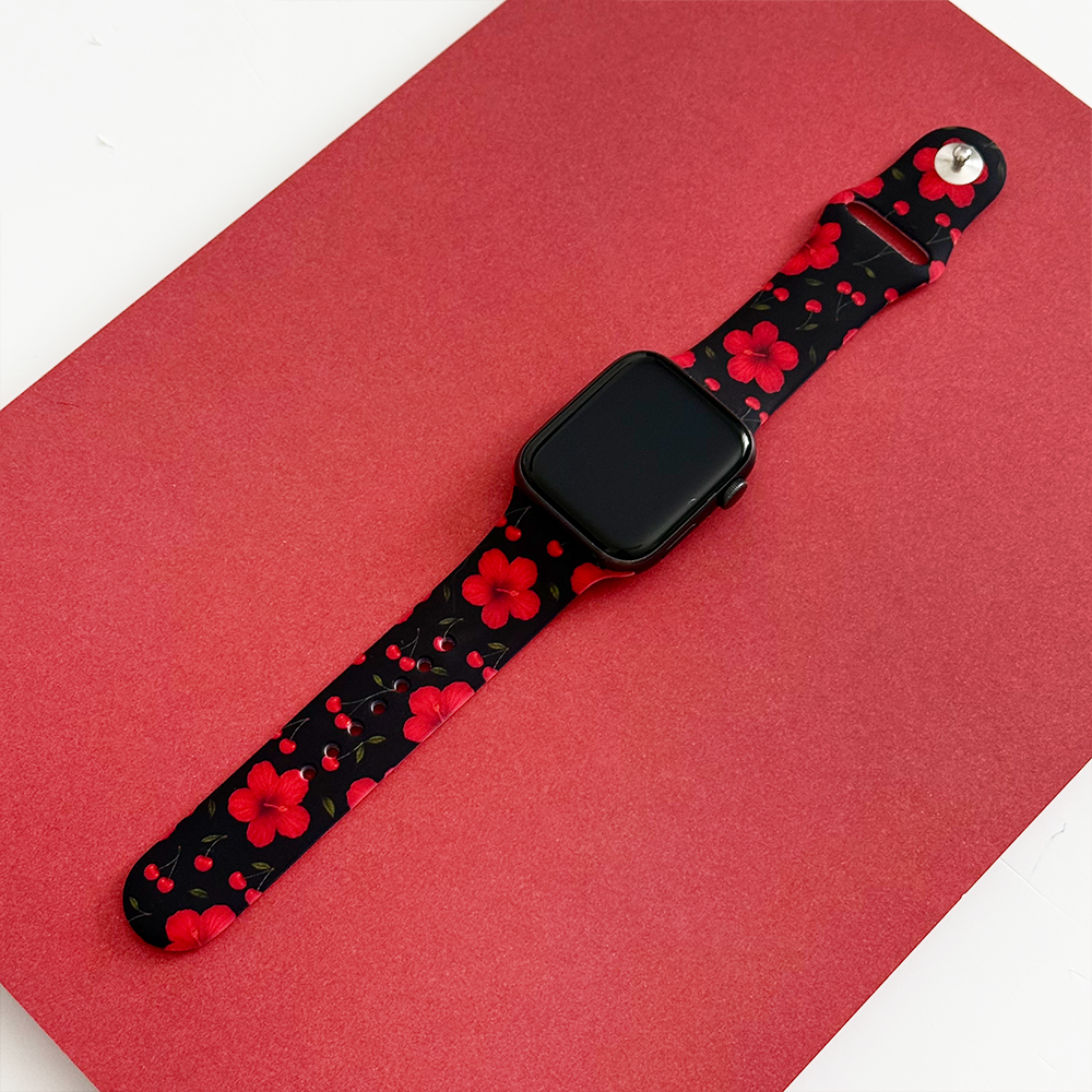 Cherry Hibiscus Apple Watch Strap