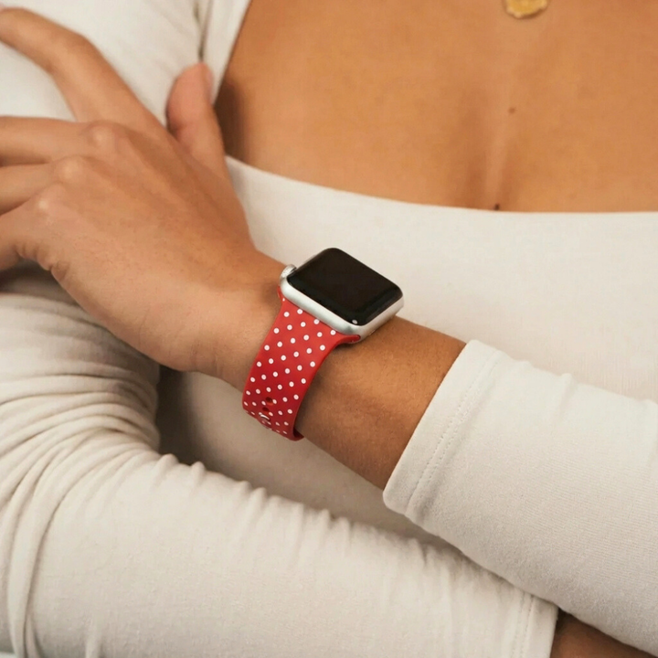 Burgundy Polka Dot Apple Watch Strap