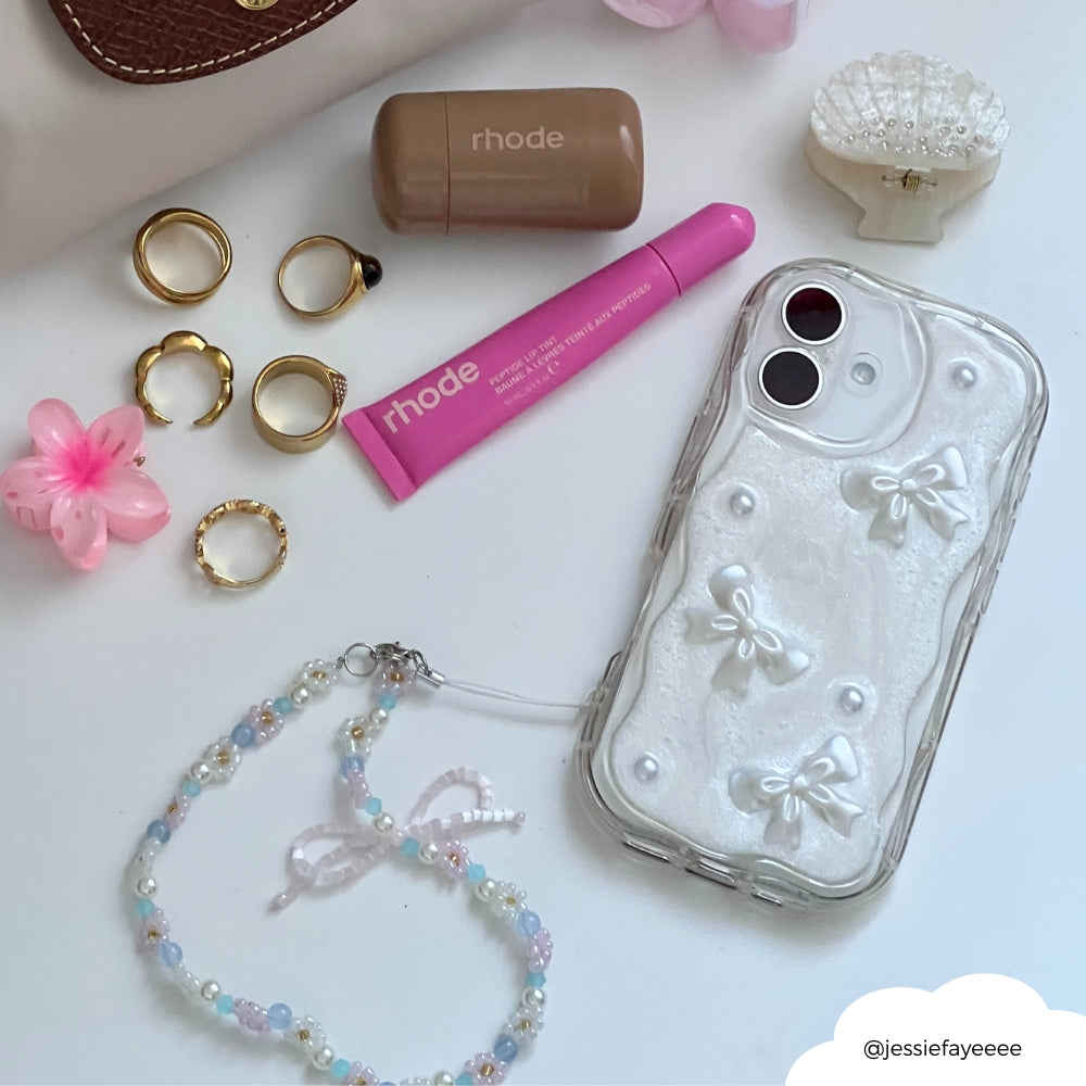 Beaded Phone Strap - Ditsy Flower Bow