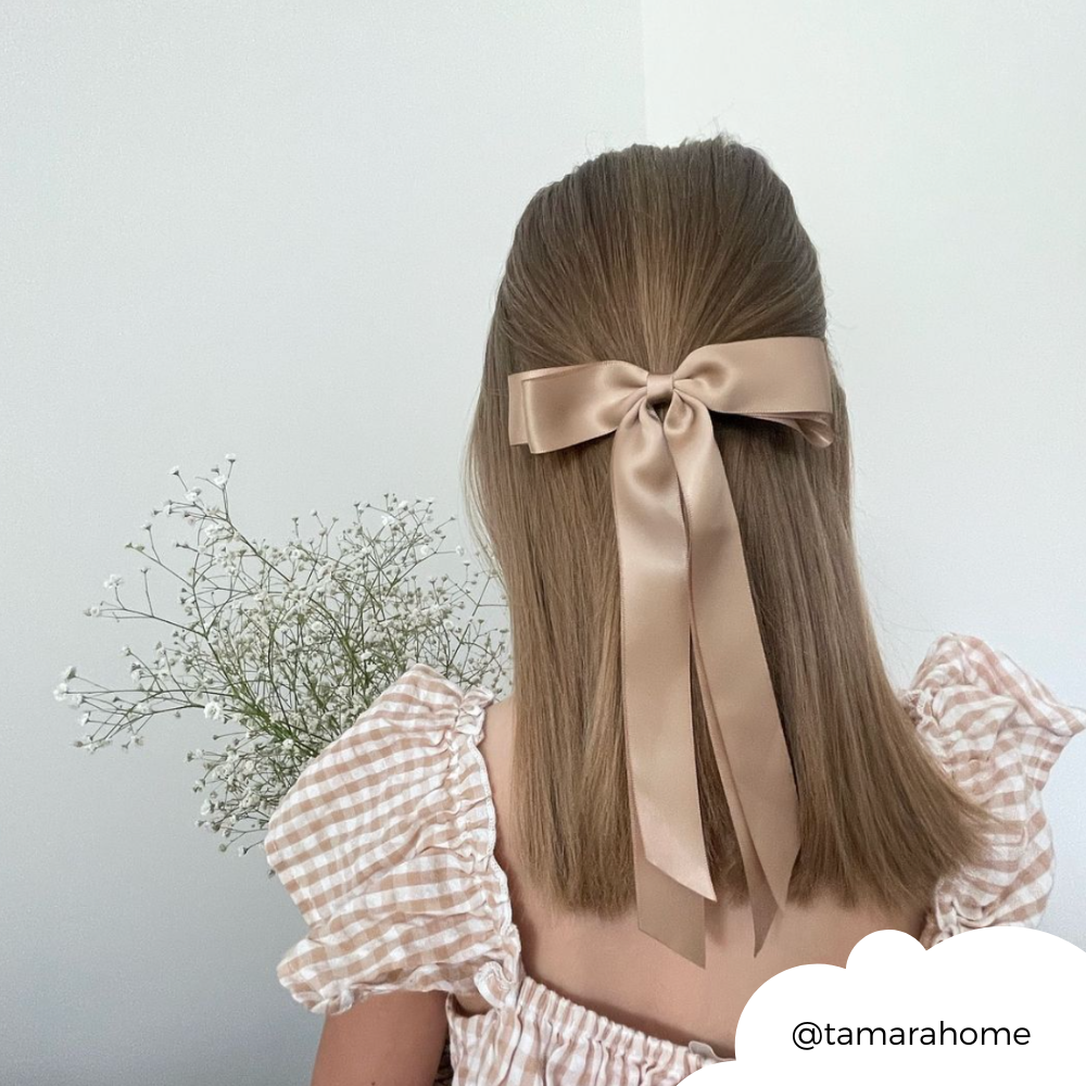 Ribbon Bow Clip - Caramel Nude