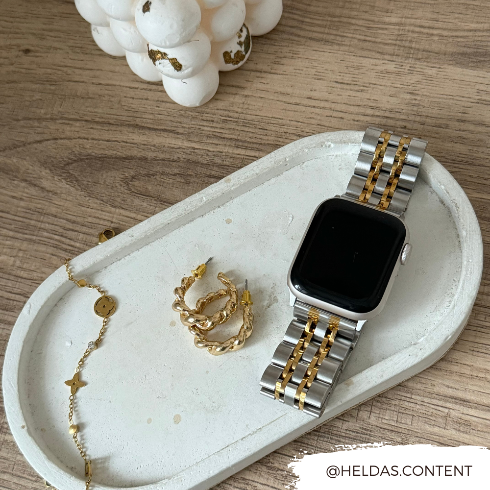 Stainless Steel Apple Watch Strap Silver Gold1