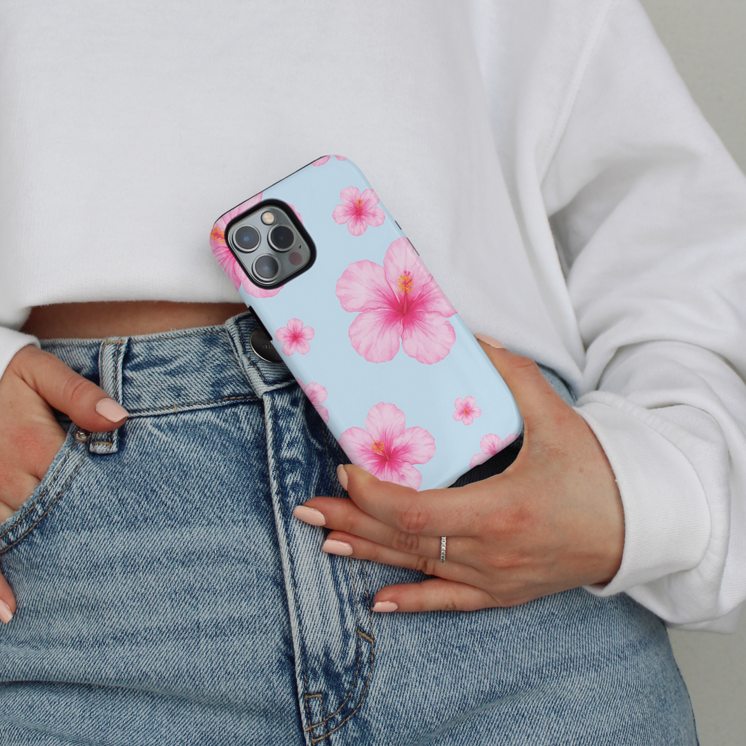 Tough MagSafe® Phone Case - Island Girl Baby Blue Hibiscus