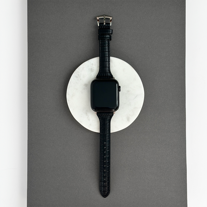 NEW - Vegan PU Croc Leather Apple Watch Strap - Black