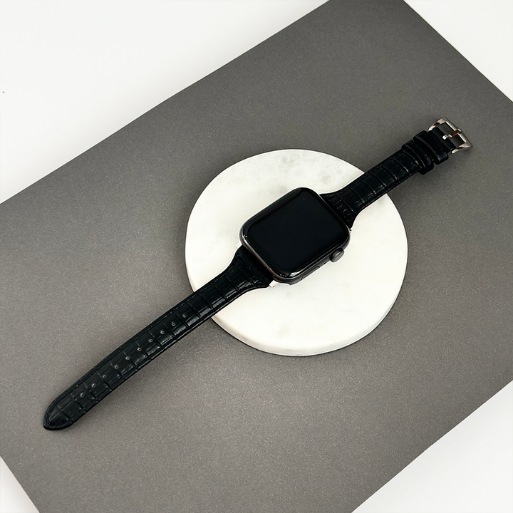 NEW - Vegan PU Croc Leather Apple Watch Strap - Black