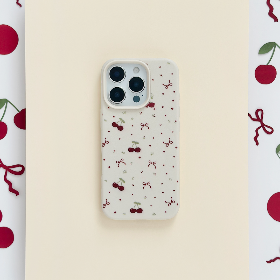 NEW - Ditsy Bows & Cherries Phone Case - Soft White