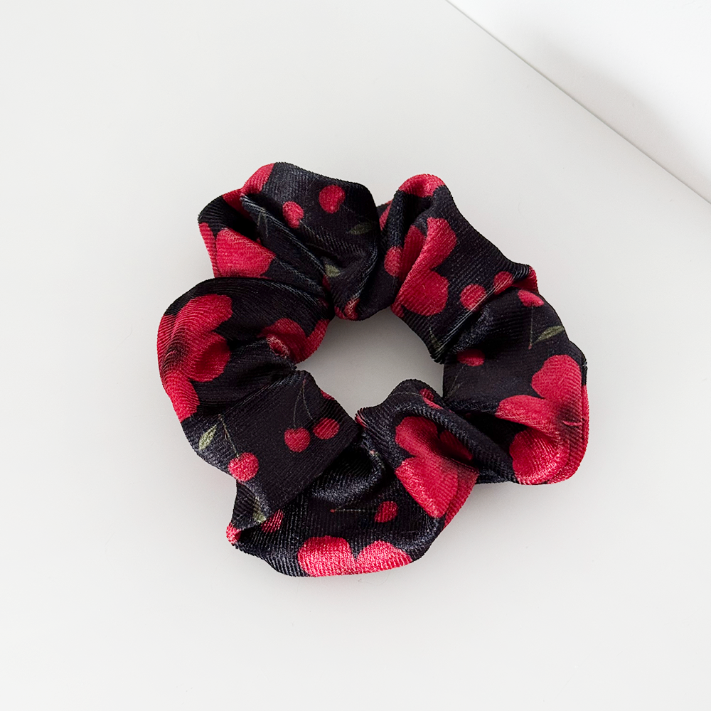 Cherry Hibiscus Scrunchie