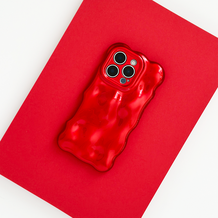 NEW - 3D Bubble Phone Case - Cherry Red