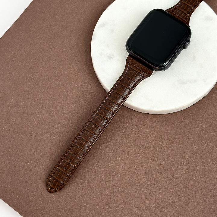 NEW - Vegan PU Croc Leather Apple Watch Strap - Chocolate