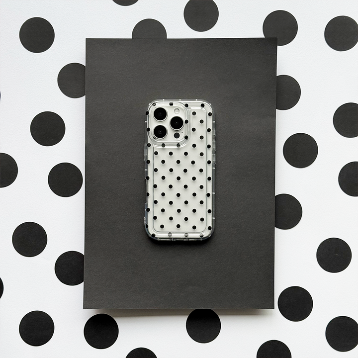 Clear Phone Case - Black Polka Dot