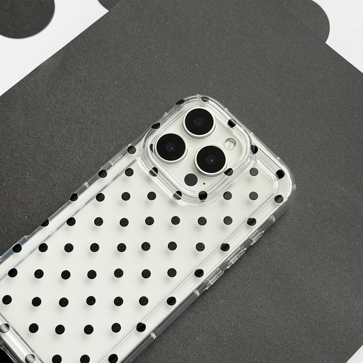 Clear Phone Case - Black Polka Dot