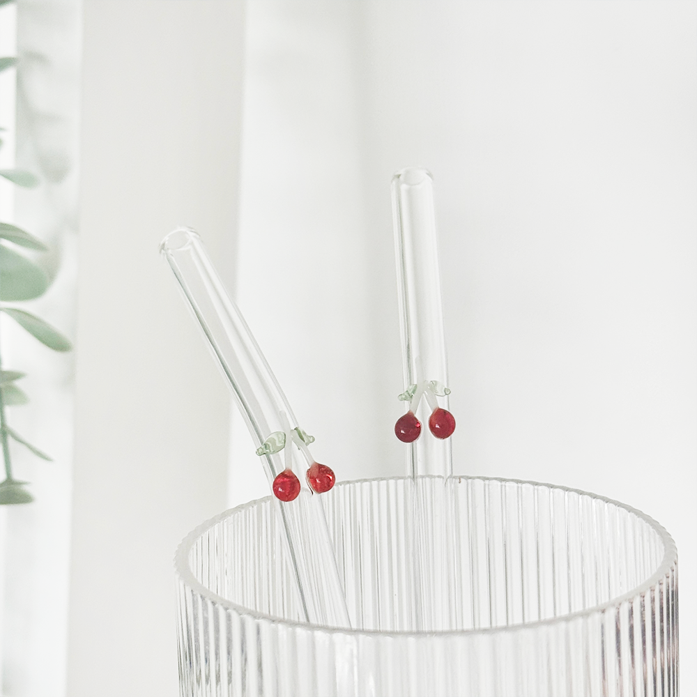 Glass Straw Set - Cherries – Coconut Lane