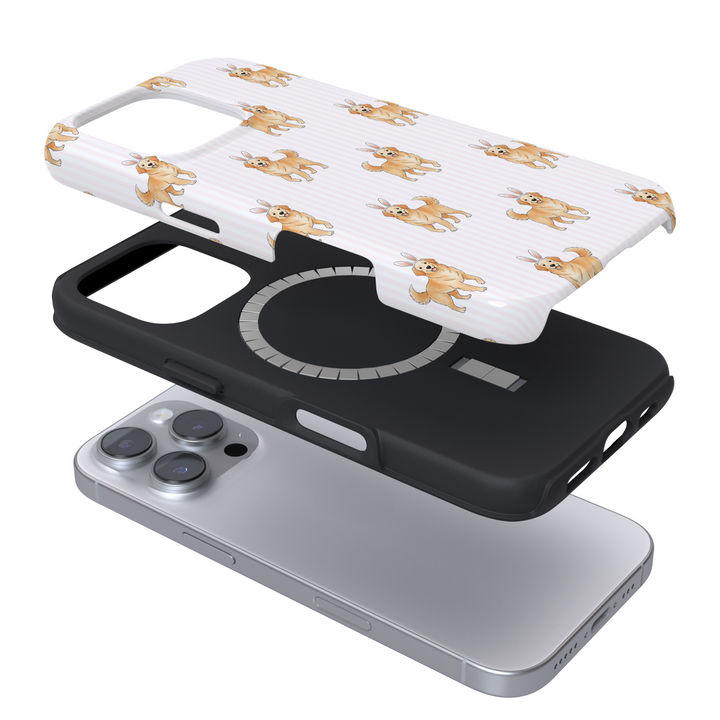 Phone case with dog pattern on a white background