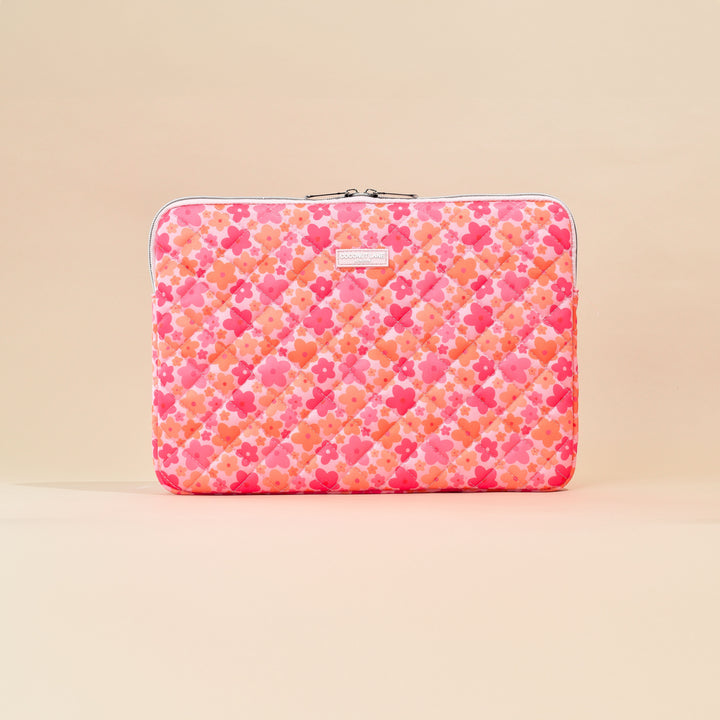 Quilted Pink & Orange Bloom Laptop Sleeve