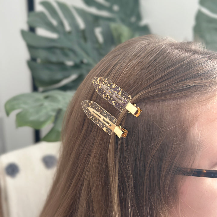 Creaseless Hair Clips - Golden Glitter Flake