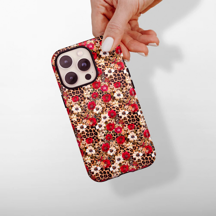 Tough Phone Case - Leopard Print Roses