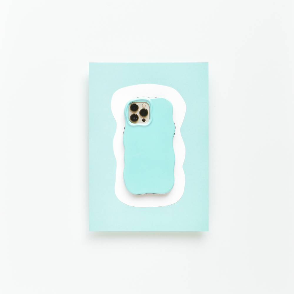 Shine Gloss Wavy Tough Phone Case - Powder Blue