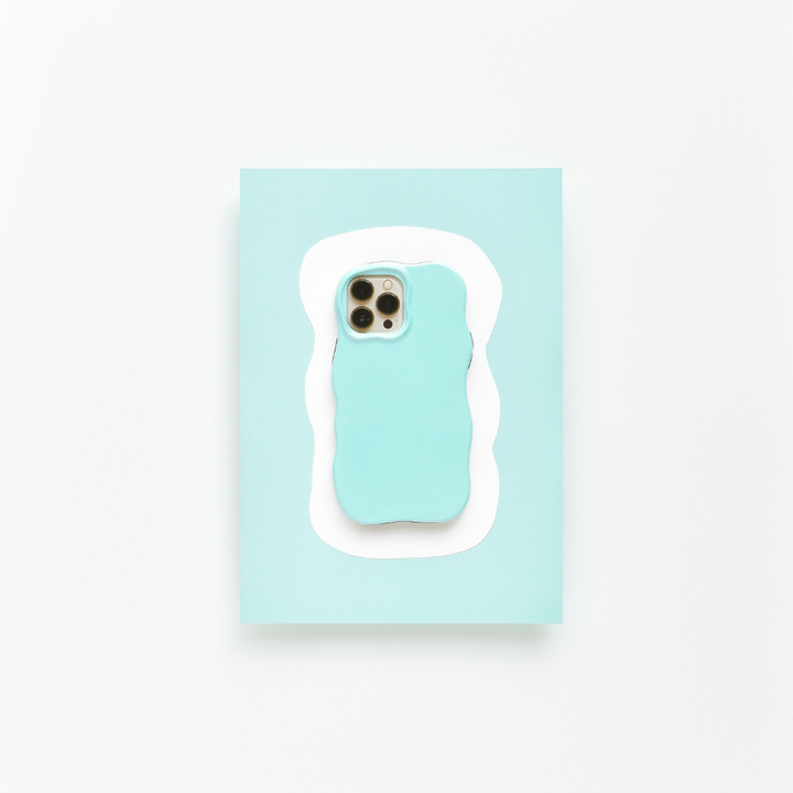 Shine Gloss Wavy Tough Phone Case - Powder Blue