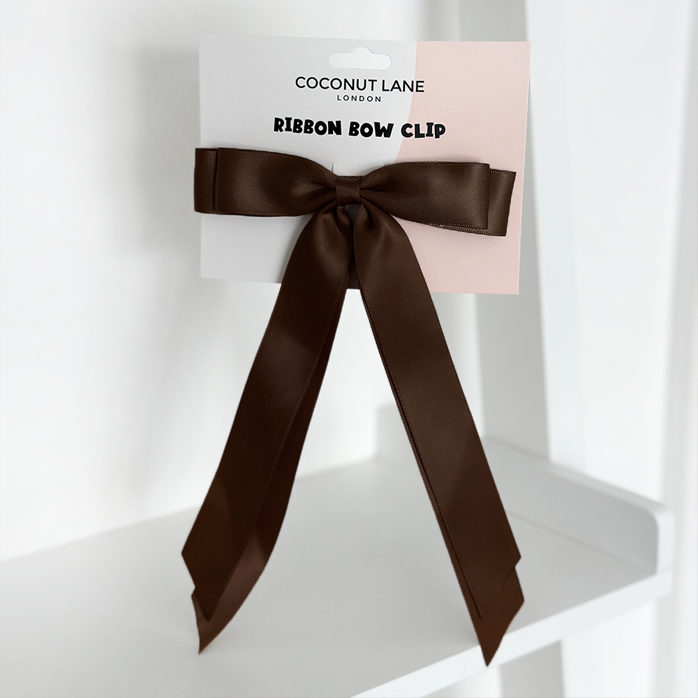 Ribbon Bow Clip - Chocolate