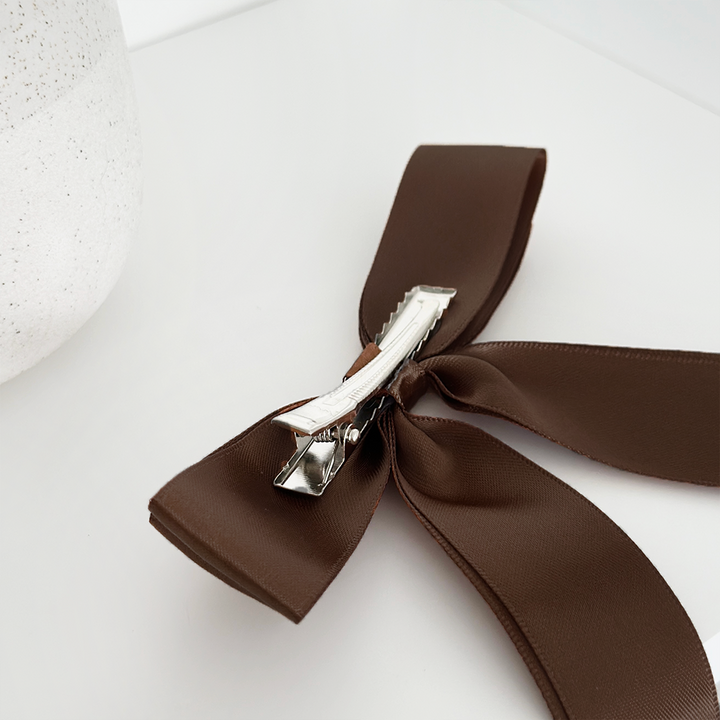 Ribbon Bow Clip - Chocolate