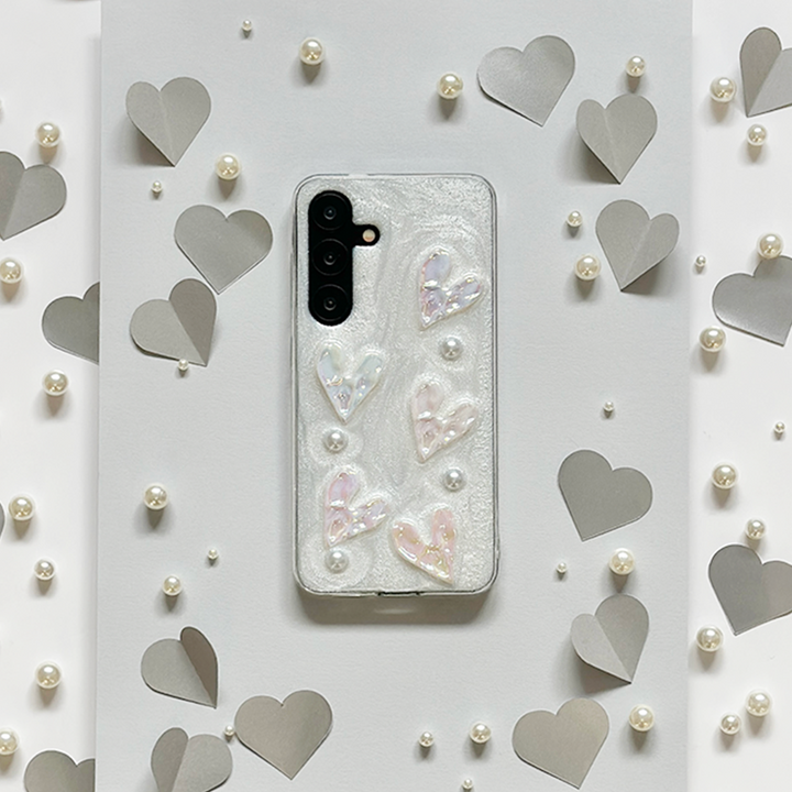 Samsung Pearly Hearts Phone Case - Clear